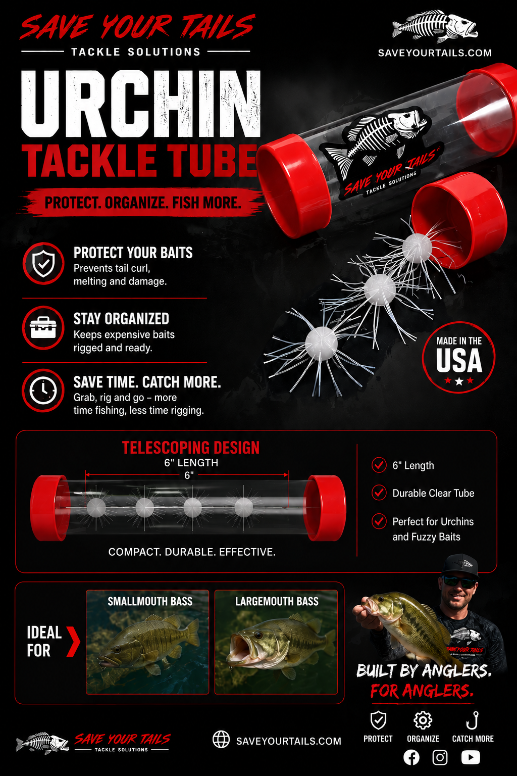 Urchin Storage 3 Pack Tackle Tube™ Red Edition